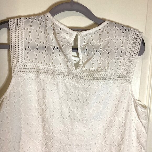 Gap Women's White Sleeveless Cotton Top Eyelet Lined Blouse Top Size S/P Tall - Picture 7 of 10